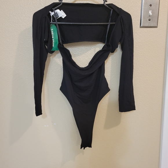 SHEIN Women Strapless Black Bodysuit & Bolero Top size XS Summer Spring Fall - Picture 2 of 5